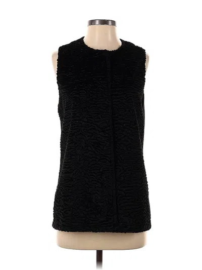 Pre-owned Adrianna Papell Faux Fur Vest In Black