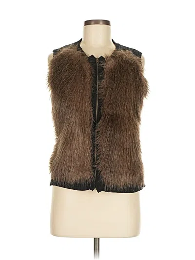 Pre-owned Adrianna Papell Faux Fur Vest In Brown