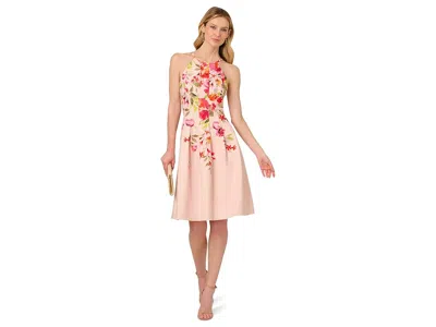 Adrianna Papell Floral Border Short Dress In Multi