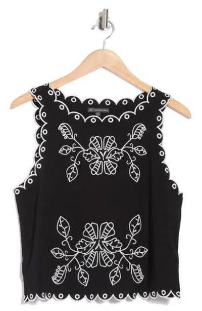 Adrianna Papell Floral Embroidered Crop Tank