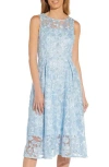 Adrianna Papell Floral Embroidered Fit & Flare Midi Dress In Blue
