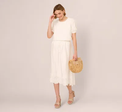 Adrianna Papell Floral Embroidered Hem Midi Skirt In Ivory In White