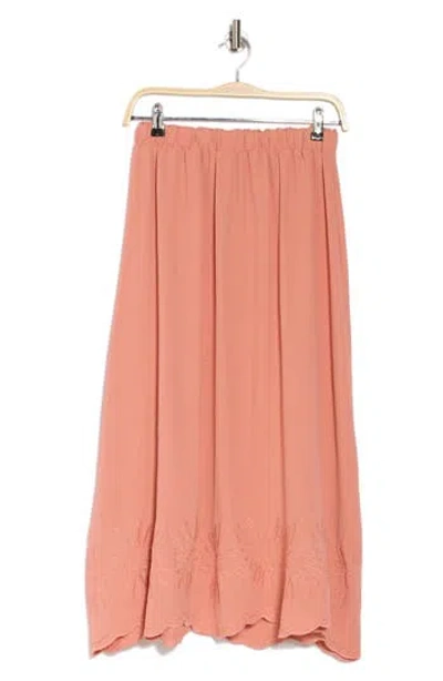 Adrianna Papell Floral Embroidered Midi Skirt In Desert Rose