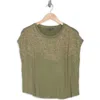 Adrianna Papell Floral Embroidered Short Sleeve T-shirt In Green