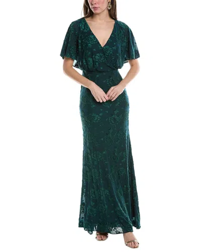 Adrianna Papell Floral Gown In Green
