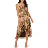 Adrianna Papell Plus Size Chiffon Printed High-low Midi Dress In Multi