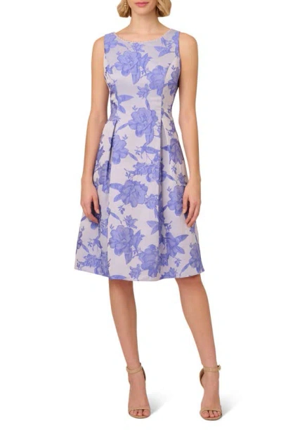 Adrianna Papell Floral Jacquard A-line Dress In Pericruise