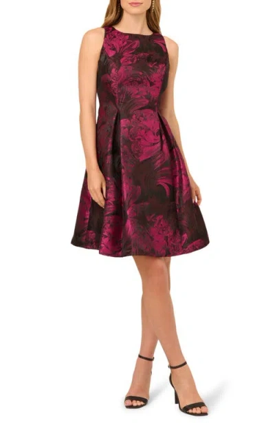 Adrianna Papell Floral Jacquard Back Cutout Cocktail Dress In Multi