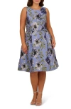 Adrianna Papell Women's Sleeveless Floral-embroidered Dress In Blue Multi