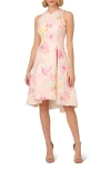 ADRIANNA PAPELL ADRIANNA PAPELL FLORAL JACQUARD HIGH-LOW DRESS