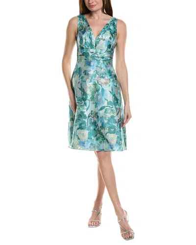 Adrianna Papell Floral Jacquard Midi Dress In Green