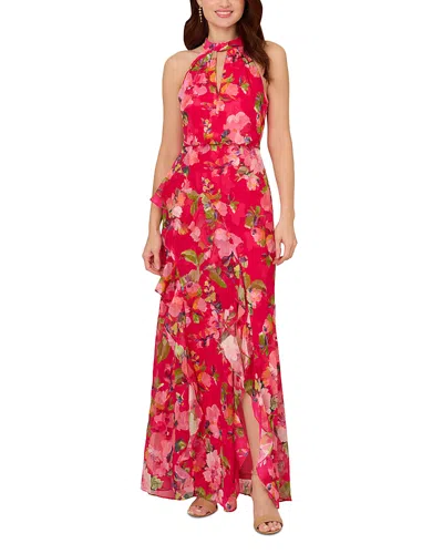Adrianna Papell Floral Mermaid Dress In Pink Multi