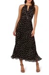 Adrianna Papell Womens Printed Pleated Midi Dress In Black/ Ivory