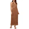 Adrianna Papell Floral Pleat Chiffon Maxi Dress In Mink/ivory