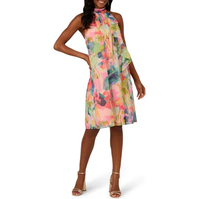 Adrianna Papell Floral Print Sleeveless Shift Dress In Pink Multi