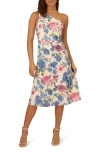Adrianna Papell Womens Halter Chiffon Halter Dress In Alabaster Multi