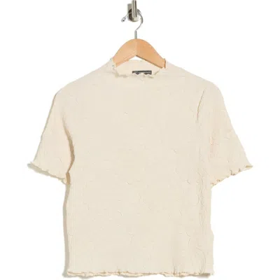 Adrianna Papell Floral Textured Knit Top In Neutral