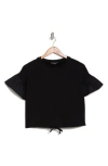 Adrianna Papell Flutter Sleeve Drawstring Hem T-shirt In Black
