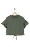 Adrianna Papell Flutter Sleeve Drawstring Hem T-shirt In Green