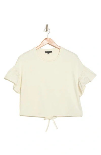 Adrianna Papell Flutter Sleeve Drawstring Hem T-shirt In Ivory