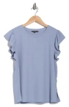 Adrianna Papell Flutter Sleeve Ribbed T-shirt In Peri Sky
