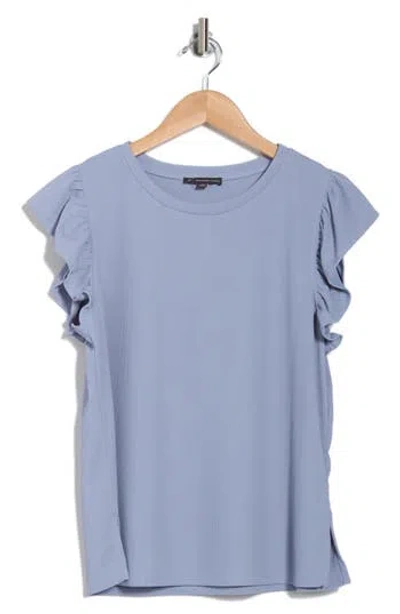 Adrianna Papell Flutter Sleeve Ribbed T-shirt In Peri Sky