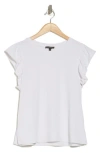 Adrianna Papell Flutter Sleeve Ribbed T-shirt In White