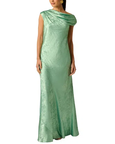 Adrianna Papell Foiled Chiffon Long Dress In Green