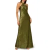 Adrianna Papell Foiled Trumpet Gown In Green