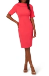 Adrianna Papell Foldover Neck V-back Sheath Dress In Beach Rose