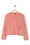 Adrianna Papell Fray Trim Cardigan In Desert Rose