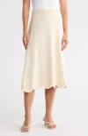 Adrianna Papell Fray Trim Wavy Skirt In Neutral