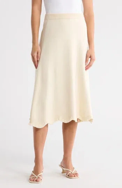 Adrianna Papell Fray Trim Wavy Skirt In Neutral