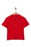 Adrianna Papell Frayed Edge Johnny Collar Polo In Red