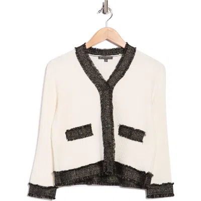 Adrianna Papell Frayed Knit Cardigan In Multi