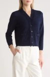 Adrianna Papell Frayed Waffle Knit Cardigan In Blue Moon
