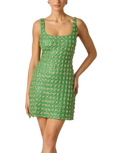 Adrianna Papell Fully Beaded Mini Dress In Green