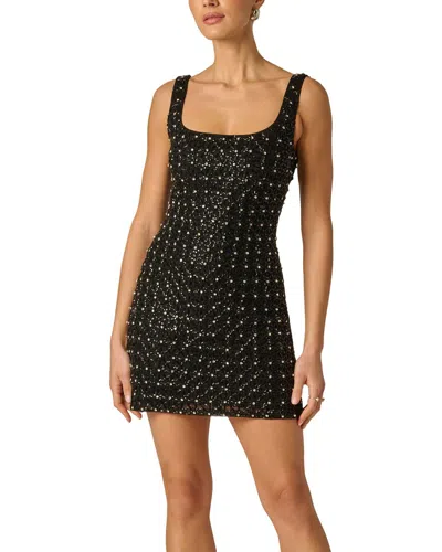 Adrianna Papell Fully Beaded Mini Dress In Black