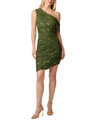 Adrianna Papell Fully Beaded Mini Dress In Green
