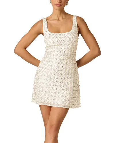Adrianna Papell Fully Beaded Mini Dress In Neutral