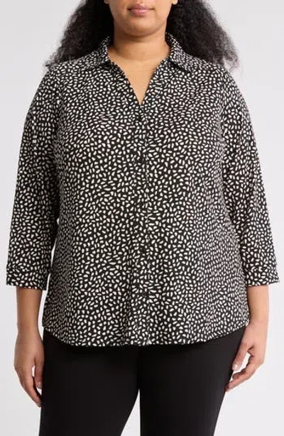 Adrianna Papell Geometric Shirt Jacket In Black