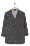 Adrianna Papell Geometric Shirt Jacket In Black Ripple Stripe