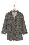 Adrianna Papell Geometric Shirt Jacket In Black/cream Stone Dot