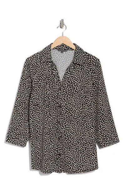 Adrianna Papell Geometric Shirt Jacket In Black/cream Stone Dot