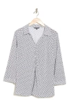 Adrianna Papell Geometric Shirt Jacket In Ivory/ Black Chain Geo