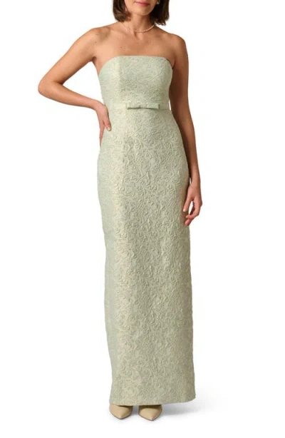 Adrianna Papell Glitter Jacquard Strapless Gown In Green