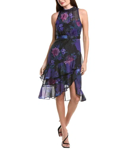 ADRIANNA PAPELL HALTER GLITTER MIDI DRESS