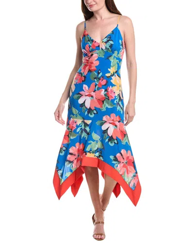 Adrianna Papell Handkerchief Floral Midi Dress In Multi