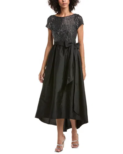 Adrianna Papell High-low Midi Dress In Black