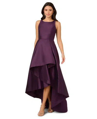 Adrianna Papell High-low Mikado Gown In Purple